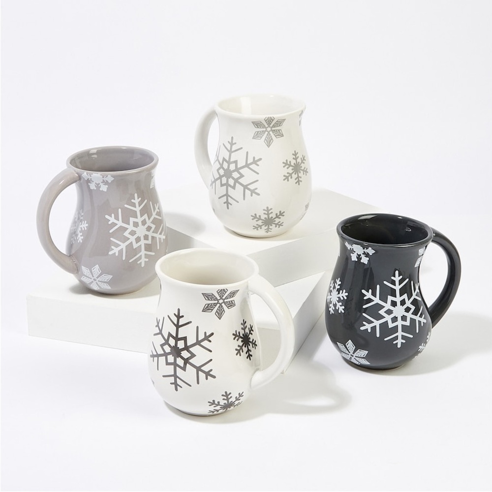 Temp-Tations Snowflake Mug Set - Cream, Gray, Black
